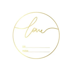 Adesivo para Embalagens "Love - De/para" - Ref. 2021 - Hot Stamping - Dourado - 1 Pct. c/ 50 und. - Rizzo