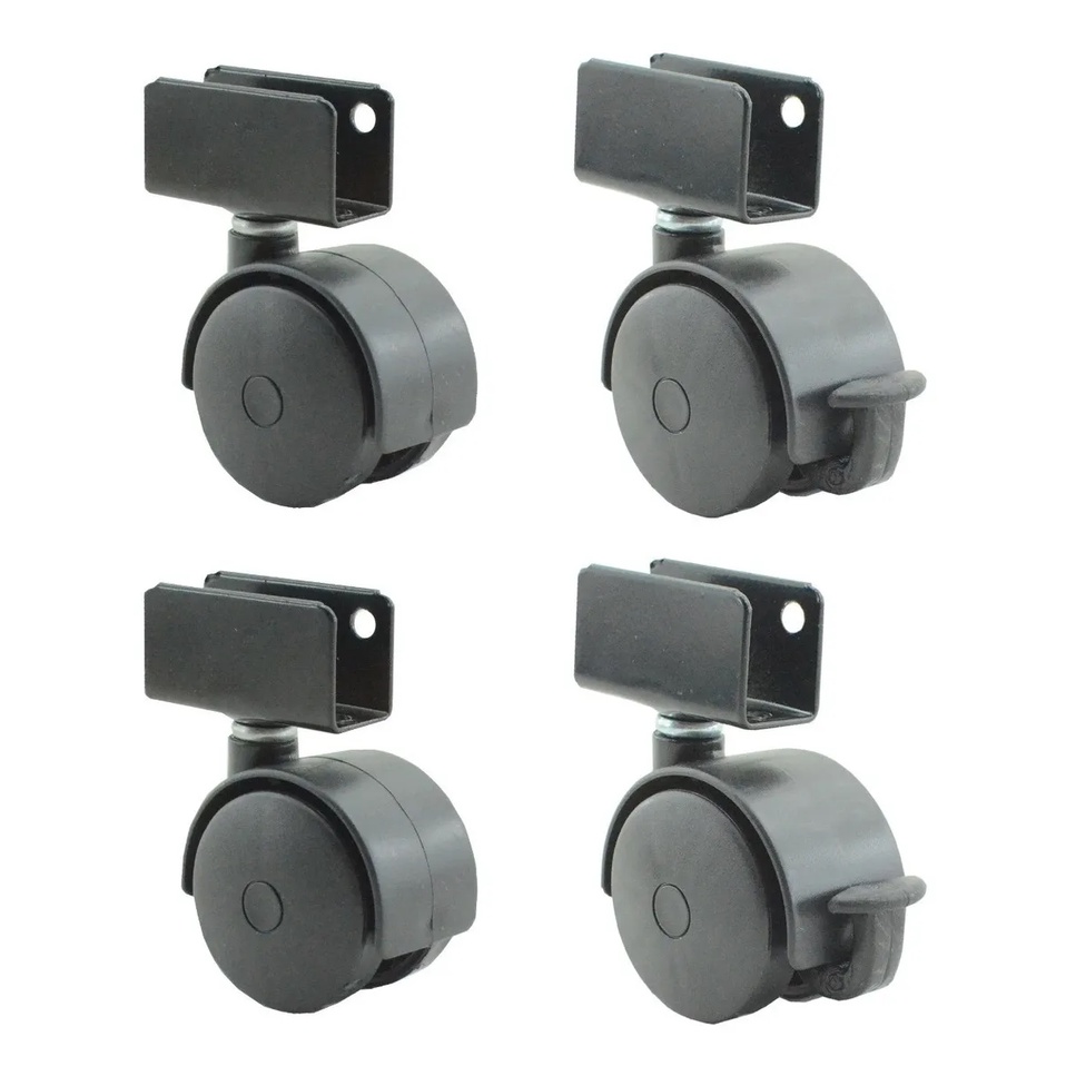 Rodinha para berço na cor preta chapa U de 15mm 4 peças