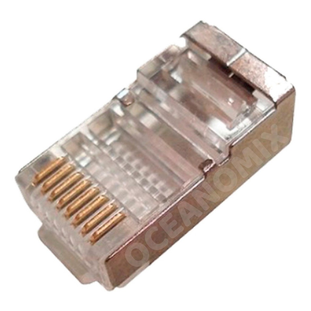 Conector Blindado Rj45 8 Vias Cat6 Com 10 Peças Cabo Rede