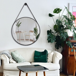 Espelho Redondo Decorativo Suspenso Com Alça 60cm + Suporte - Casa Domo em Oferta na Shopee