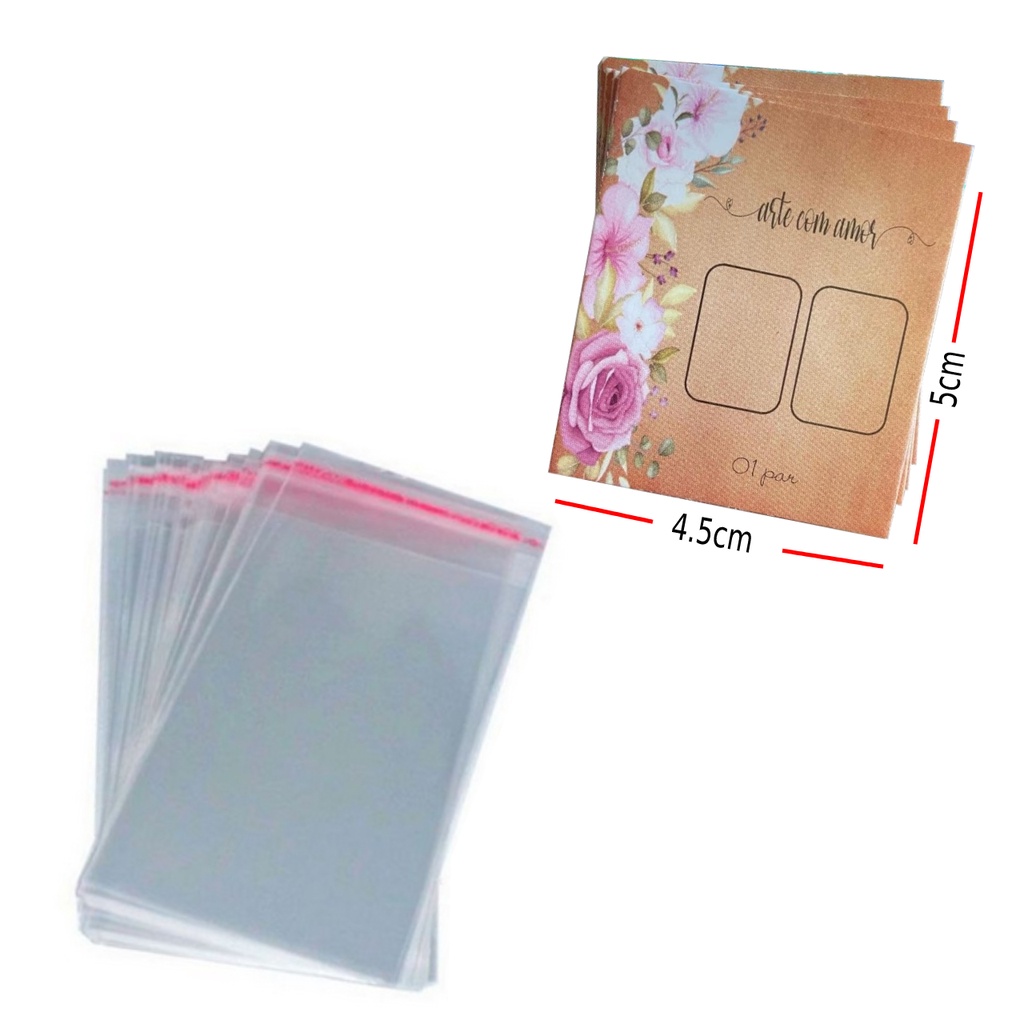 400 Cartões filha única para adesivos de unha + 400 Saquinhos #1