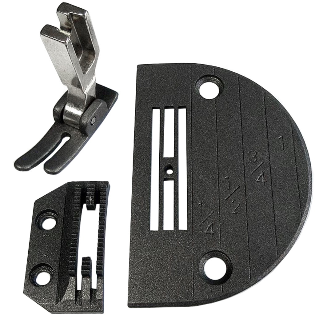 Kit Chapa Agulha 4 Carreia Dente Calcador Teflonados Deslizante Reta Industrial