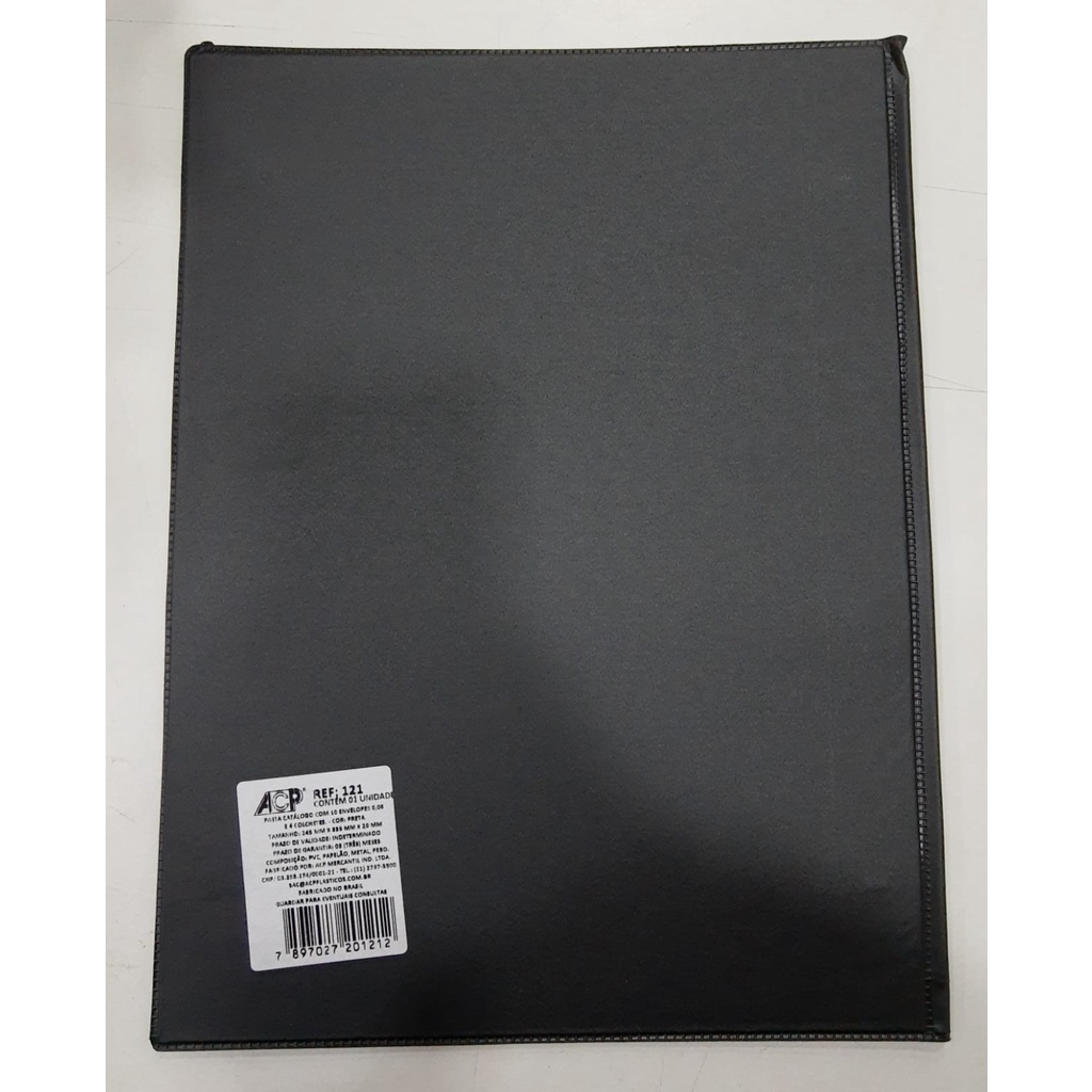 Pasta Catálogo A4 C/50 Envelopes Finos Preta - ACP