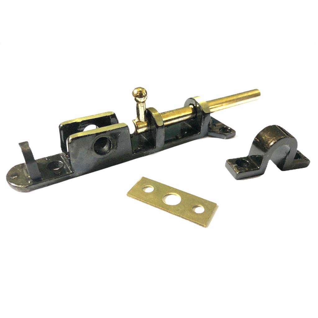 Ferrolho Trinco Fecho Jemae Zamac Latonado Oxidado 12cm Kit Com 8 peças completo