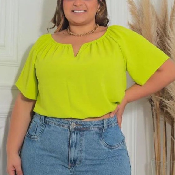 Blusa ombro a ombro duna decote v plus size feminina moda