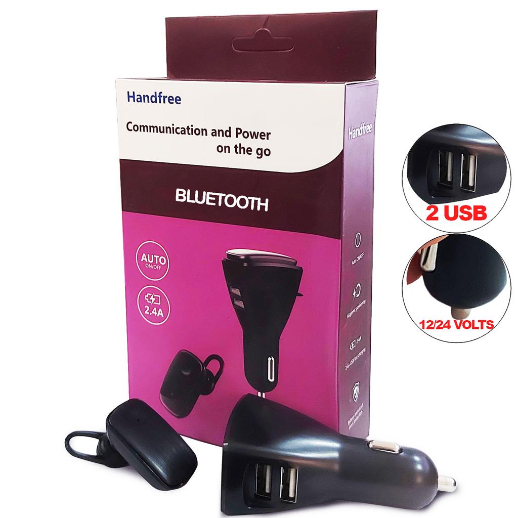 Carregador Celular  2.4a 2 Usb Veicular Fonte Rapido Fone Bt