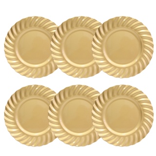 Kit 06 Sousplat Redondo Borda Waves Dourado Polipropileno 33 cm Ondas Mesa Posta Chique em Oferta na Shopee