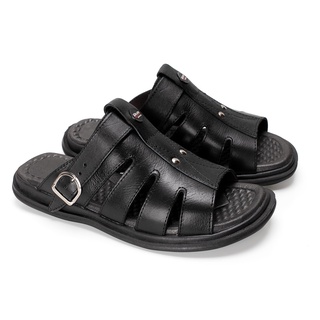 Chinelo Ortopédico masculina macia em couro antistress Idosos