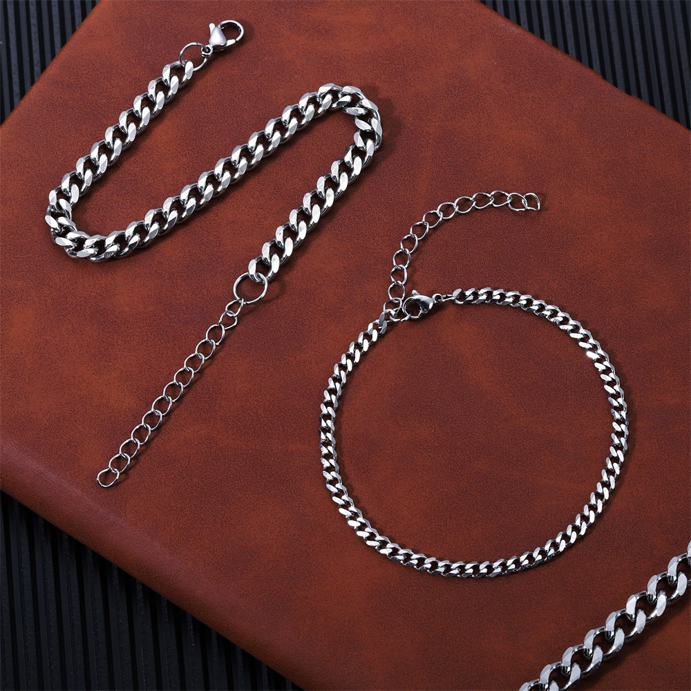  Pulseira Masculina Minimalista em Aço Inoxidável de São Kunkka - Estilo Hip-Hop com Extensão, Presente Perfeito para