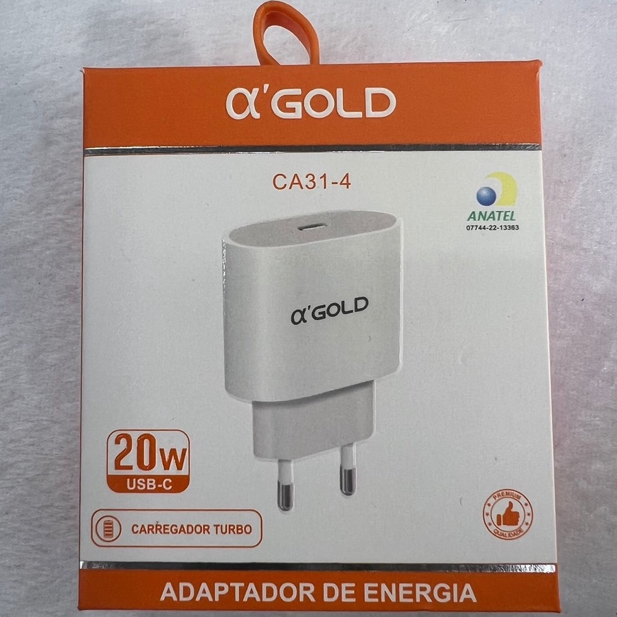 Fonte USB-C 20W Carregador Para Celular iPhone Type-c Cabeça do Carregador Adaptador de Energia A'Gold CA31-4