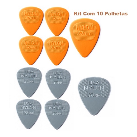 Kit Com 10 Palheta Nylon  Dunlop 5 /0.67 E 5/0 .73 +porta Pa