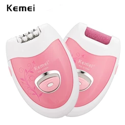 Kemei 2 Em 1 Depilador Elétrico Recarregável Removedor De Sem Fio Lady Calos De Pés
