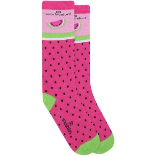 Meia Cano Longo Infantl WorldColors Kids - Pink/verde (Tam 30 a 36)