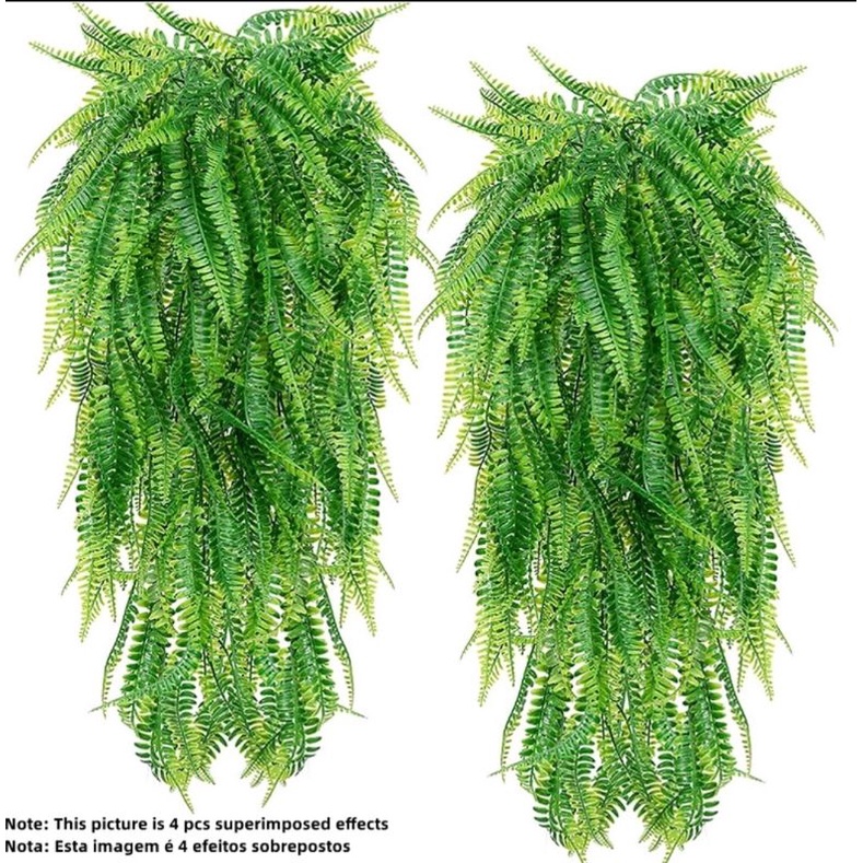 Folha de Samambaia Artificial  80cm Pendurada Verde Artificial