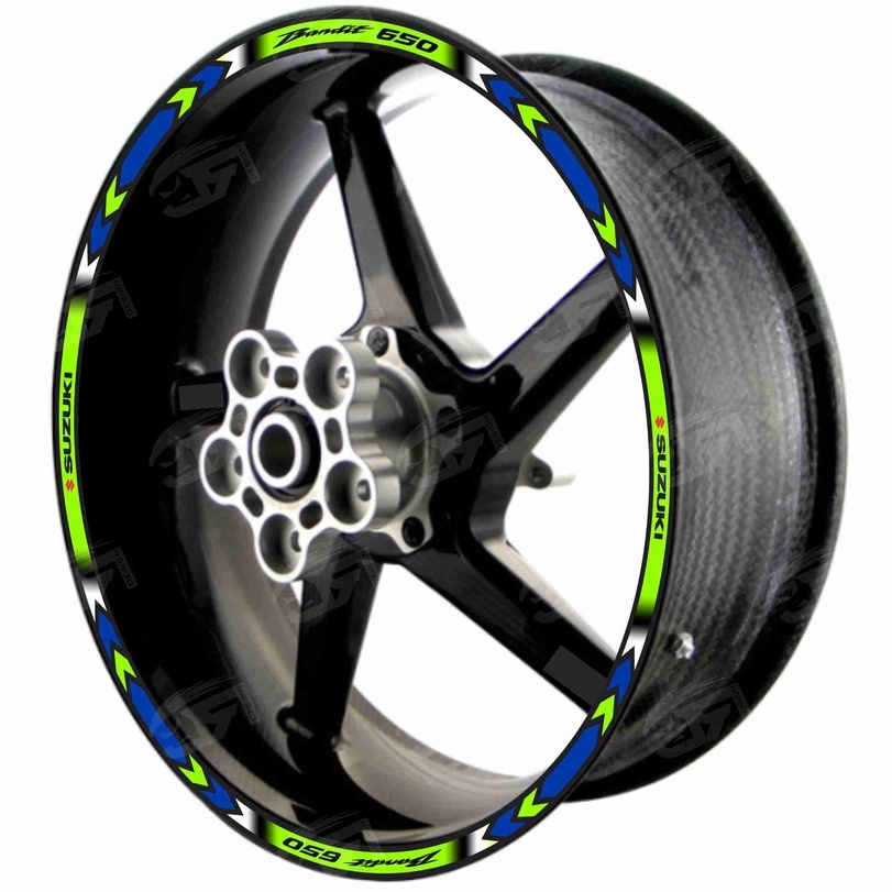 Adesivo Friso Refletivo Roda Moto Suzuki Bandit 650 M01 azul verde