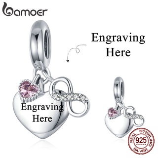 Bamoer Prata Esterlina 925 Letras Personalizadas Pingente E Anel Colar Gravado
