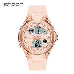 Sanda Relógio feminino à prova d'água militar multifuncional de luxo moda relógio feminino