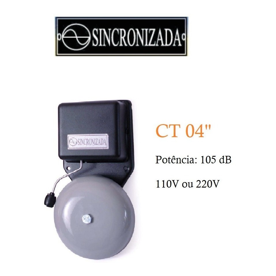 Campainha Cigarra Sirene Sincronizada 110v 105db Ct 04