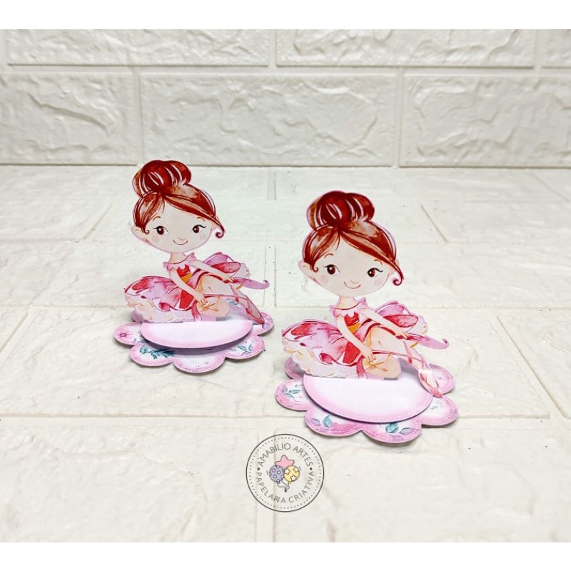 Aplique 3d Bailarina para Nutella ou Caixa Acrílica 5 cm