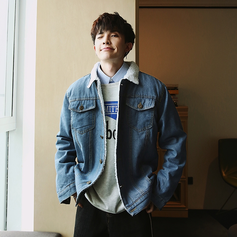 jaqueta jeans felpuda