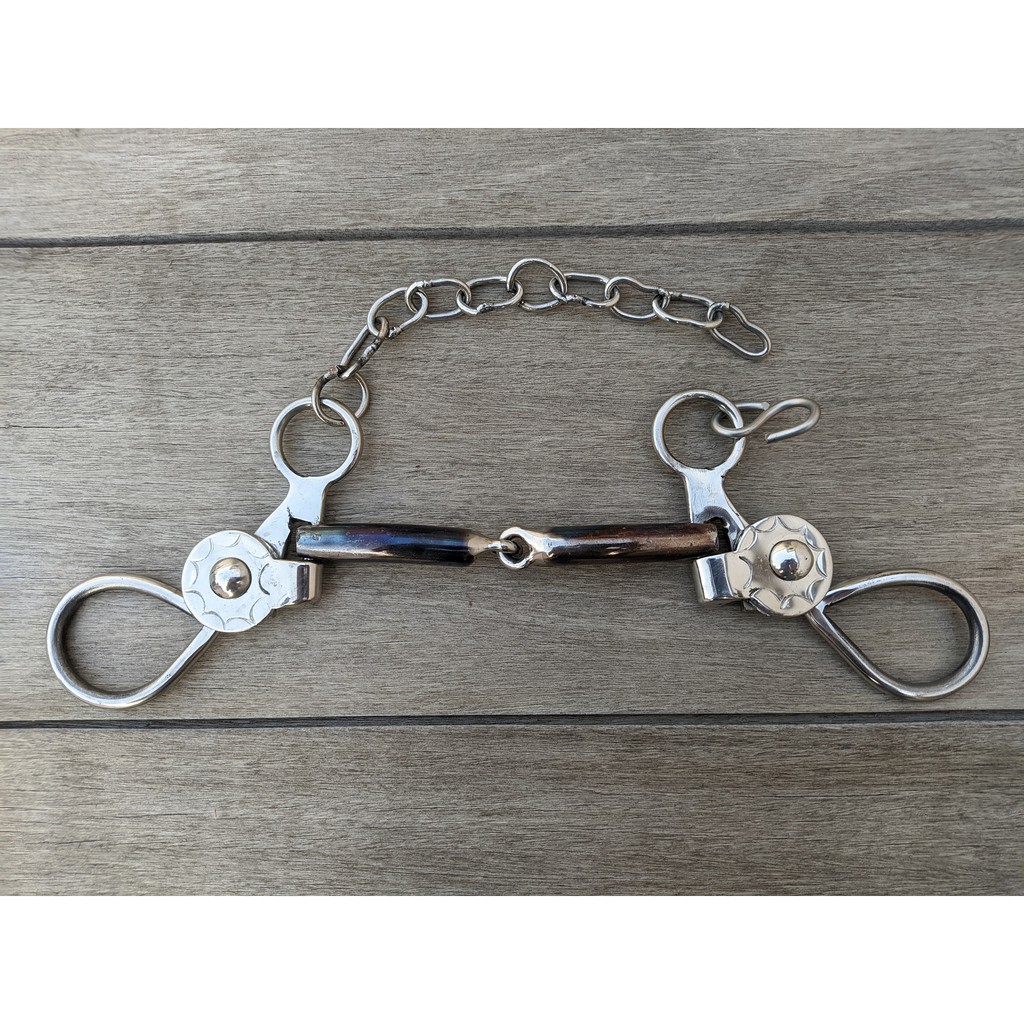freio bridão mangalarga tabatinga em inox bocal partido articulado para cavalo equinos e muares em Oferta na Shopee