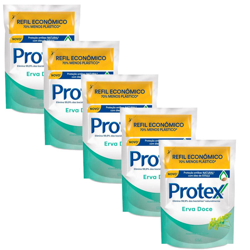 Kit 5 Sabonetes Líquido Protex Erva Doce Refil 200ml em Oferta na Shopee