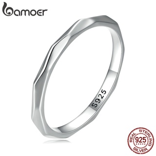 Anel Bamoer 925 Prata Minimalismo Simples Joias Para Mulheres Acessórios De Moda