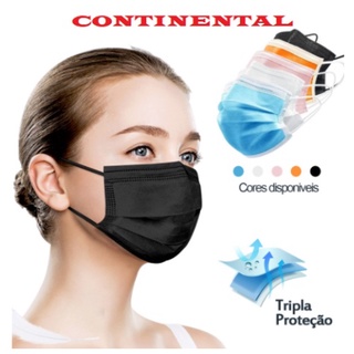 KIT C/4 CXS Máscara Descartável De Proteção Facial Tripla Várias Cores