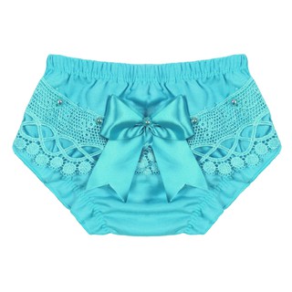 Calça folho renda infantil laço em cetim cores variadas delicada e confortável