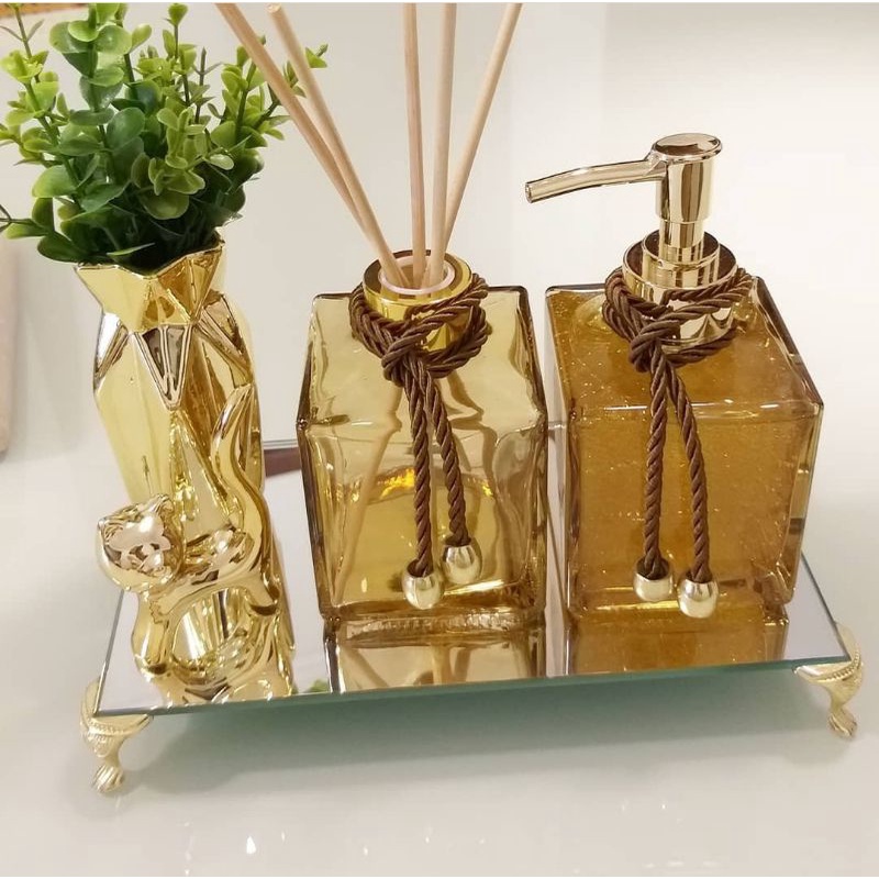 Kit Lavabo Âmbar / Prata/Dourado/Rose Gold - Decoração Casa 250ml em Oferta na Shopee