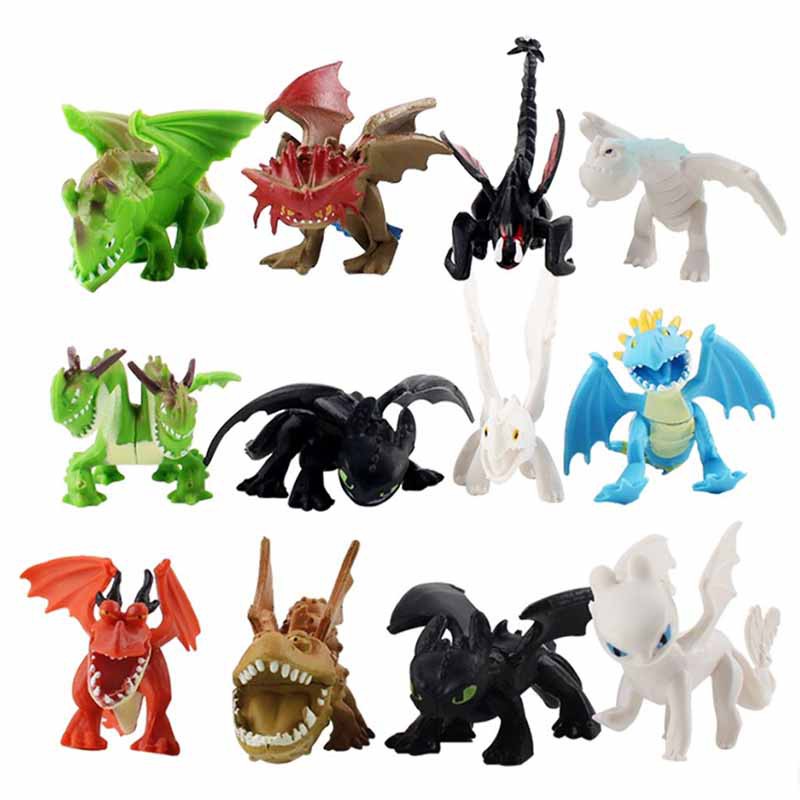 12Pcs/Set 4-6cm Filme Anime Como Treinar Seu Dragão Figura Brinquedos Fúria Noturna Q Versão Mini Figuras De Ação Em PVC Modelo Doll Kids Gifts