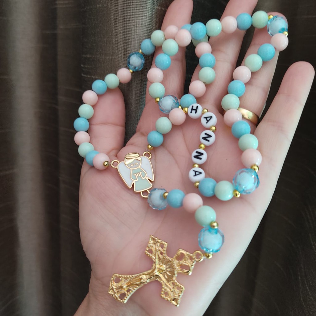 Terço Infantil Colorido Personalizado Terço para Criança com nome