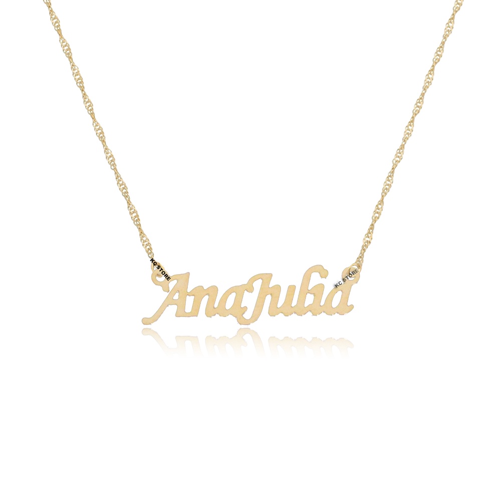Colar corrente de Nome Personalizado nome ana júlia feminino adulto mulher folheado A Dourado
