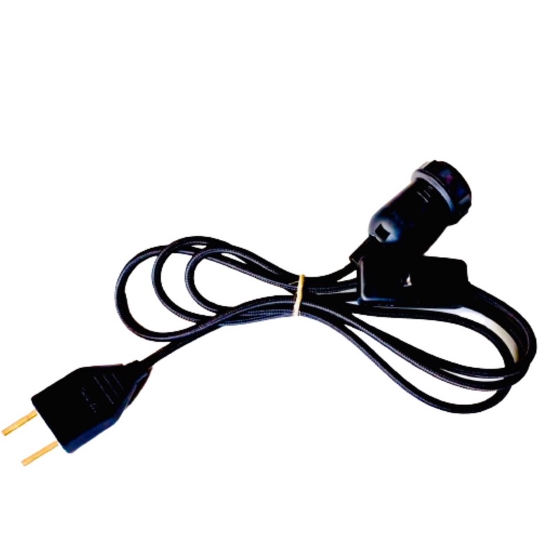 Kit rabicho de abajur 2 mts com interruptor e soquete Trançado com tecido preto