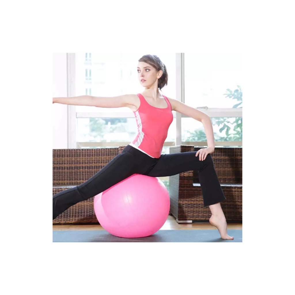Bola de Pilates Yoga Abdominal 65cm com Bomba Bola Suíça de Exercícios Ginástica Academia Treino Fisioterapia