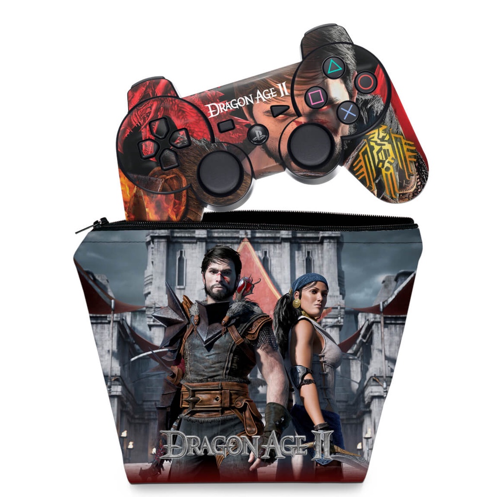 Capa Case e Skin Adesivo PS3 Controle - Dragon Age 2