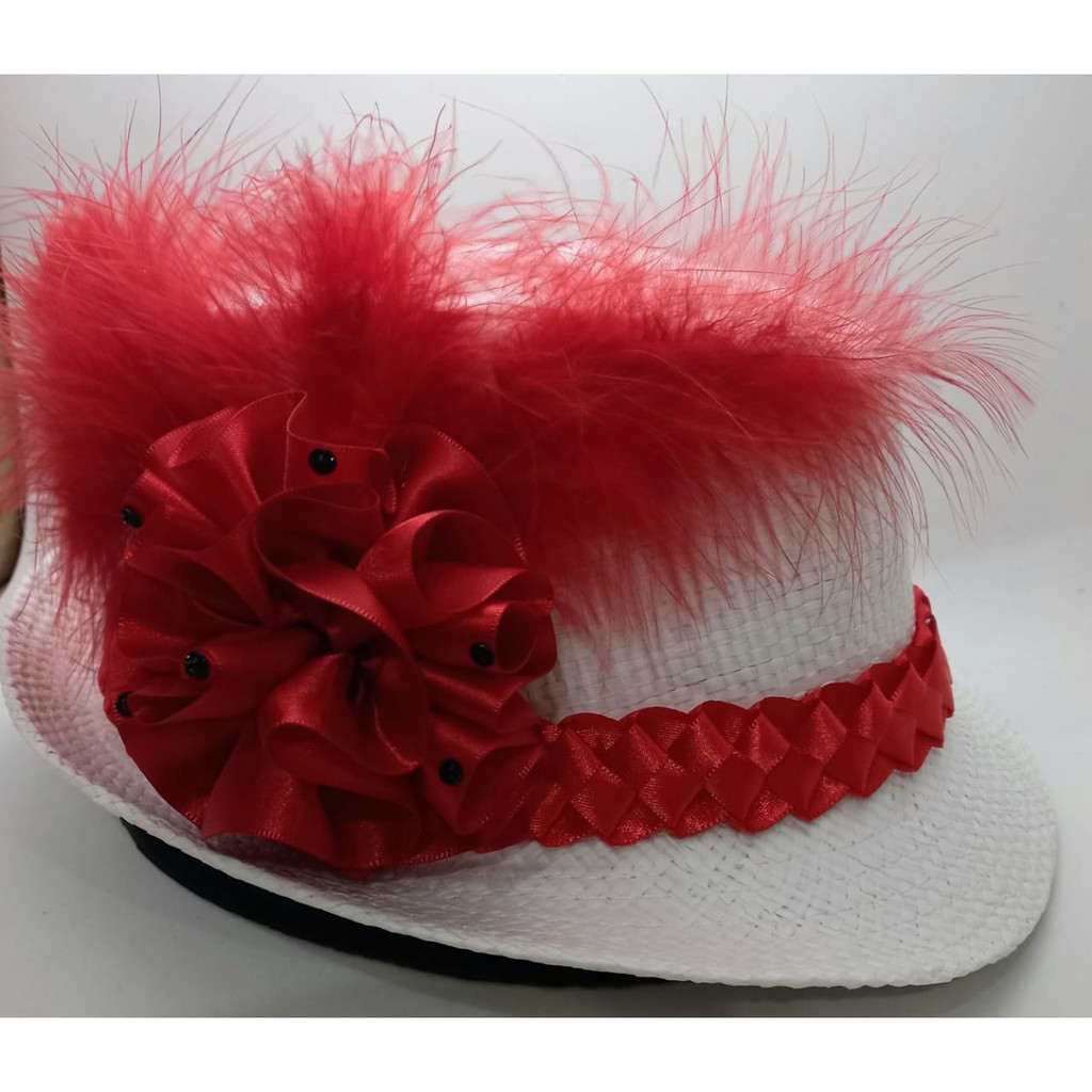 Chapéu Pombagira Branco e  Vermelho Cabaré Malandra Umbanda Candomblé Malandra