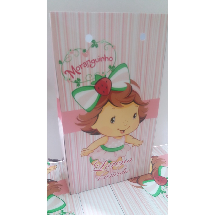 20 mini sacolinha personalizada lembrancinha aniversário 10x18 moranguinho baby