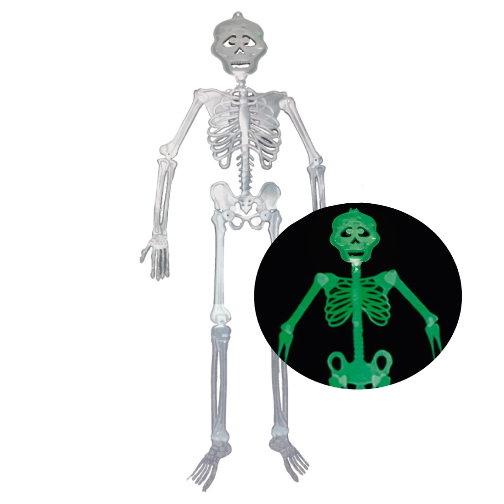 Esqueleto Neon Brilha No Escuro 90cm Festa Halloween
