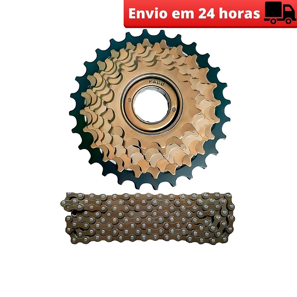 Kit Catraca E Corrente De Bicicleta 18 E 21 Velocidades Bike Roda Livre de Rosca Bicicleta