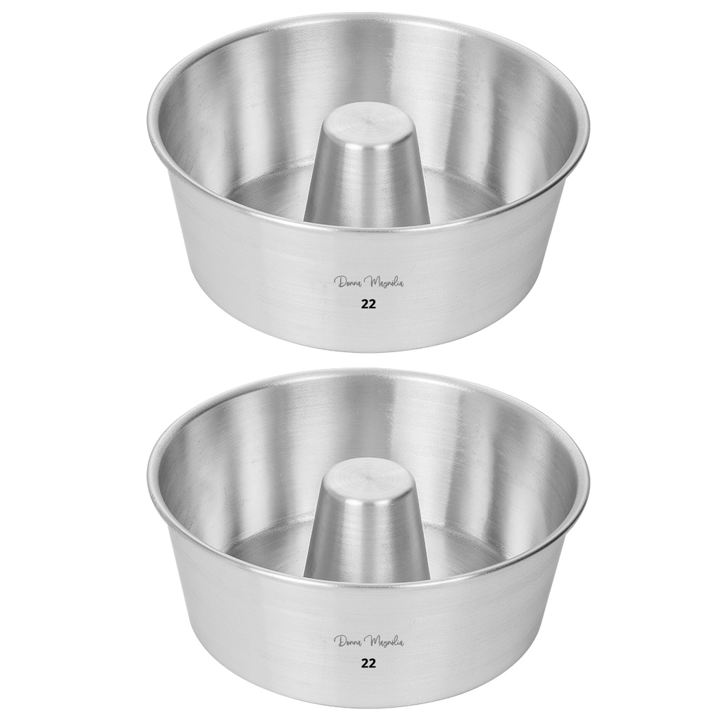 Kit 2  (DUAS) Forma Assadeira Bolo PUDIM  Redonda C / TUBO  N  22  Aluminio - E97-1 em Oferta na Shopee