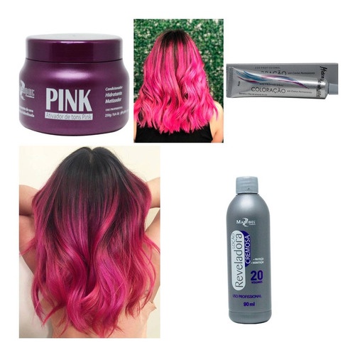 Tinta Pink +ox 20v 90ml +matizador Pink 250g  Mairibel