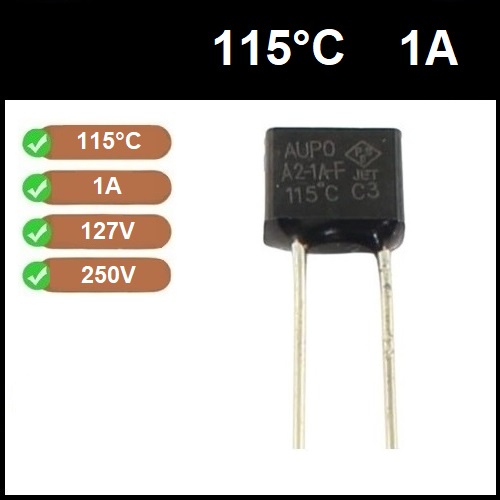 1 Fusível Térmico 1A 115 Graus 115C 115°C 250V