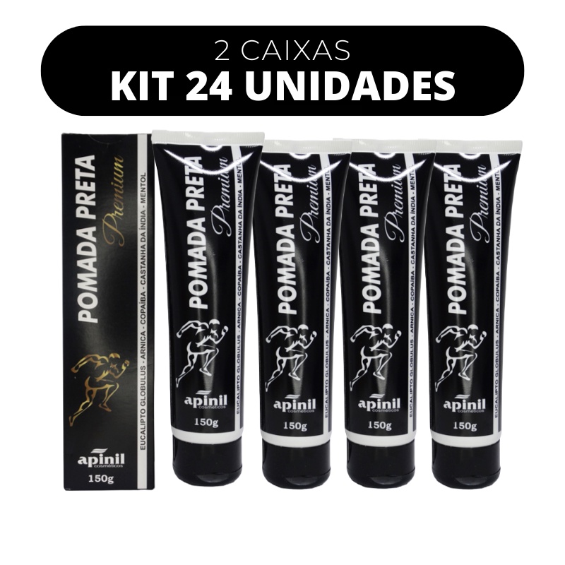 Kit 24 Pomada Massageadora Preta Premium - 150g - Apinil Cosméticos