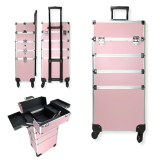 Maleta de Maquiagem Profissional Com Rodinhas e Divisórias Organizador Completa 4 Andar Rosa 914R em Oferta na Shopee