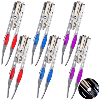 Tweezers with LED Light, Stainless Steel Makeup LED Light Eyelash Eyebrow Hair Removal Tweezers illuminating Lighted Tweezers for Precision Hair Removal Men Women