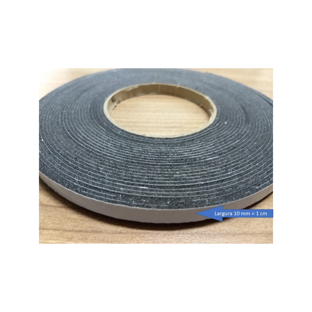 Anti- Ruído  Borracha Vedação Adesiva 8 mm de largura x 2 mm de espessura x 10 metros de comprimento