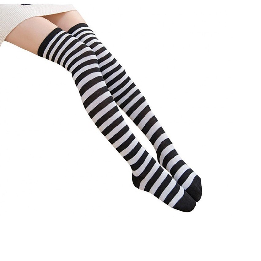 Meia 7/8 Preta Branca Listrada e Xadrez Colegial - pronta entrega em Oferta na Shopee