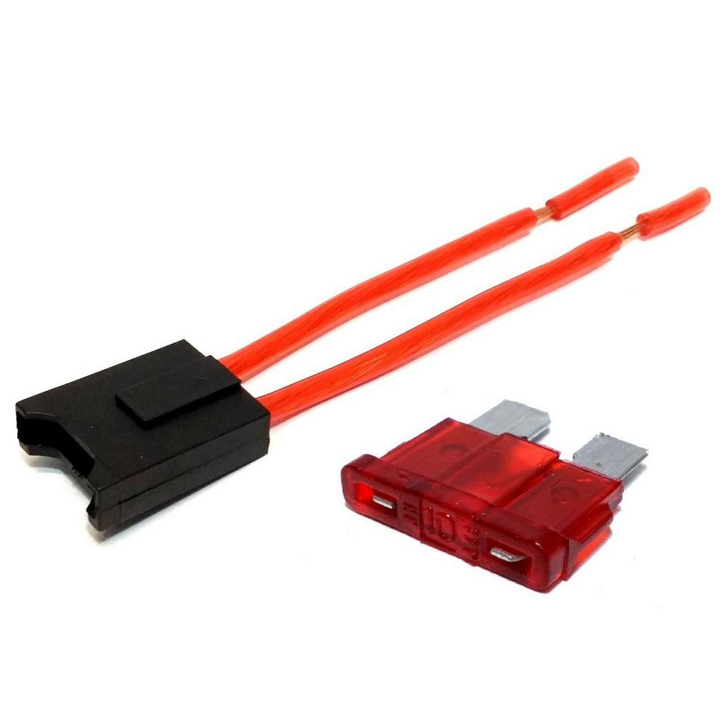 Kit 10 Porta Fusível Lâmina fio de 4mm e 10 Fusiveis de 10A