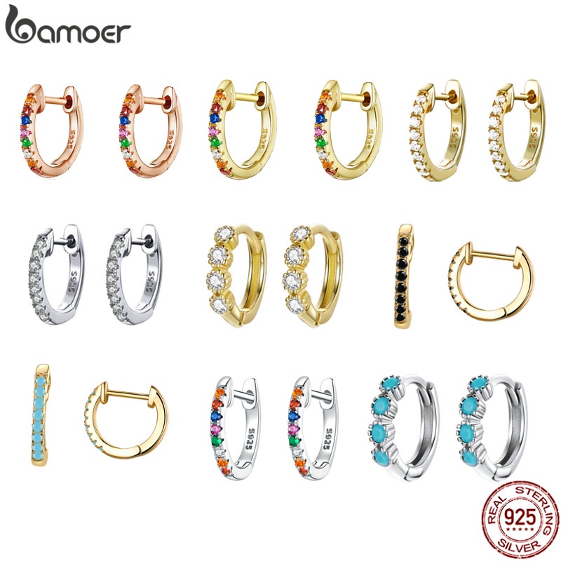 Brincos Bamoer 925 Prata Redonda Zircônio Diamante Joias Para Mulheres Acessórios De Moda em Oferta na Shopee